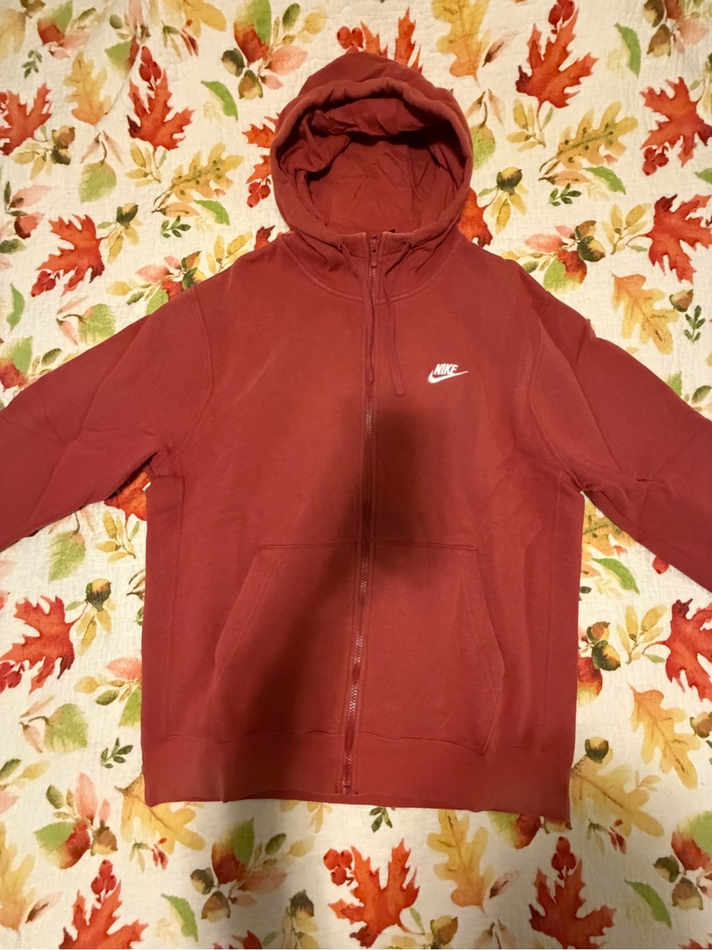 Nike Red/Orange Zip-Up Hoodie (Size LARGE)